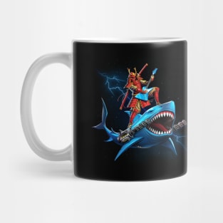 Epic Samurai Surfing on a Shark in Space Playing Guitar Mug